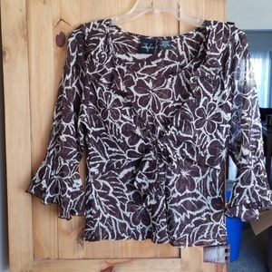Women's sheer brown dress shirt